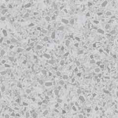 Seamless Venetian Terrazzo Texture. Gray Vector Glass Background. Terrazzo Glass Modern Material. Mosaic Rock Italian Pattern. Marble Abstract Ceramic Design. Floor Concrete Irregular Print. Stone Art