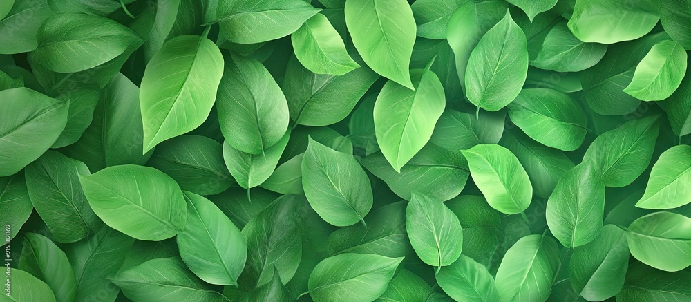 Fototapete Background with a pattern of fresh green leaves. with copy space image. Place for adding text or design