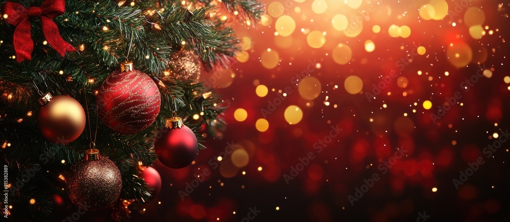 Poster Christmas holidays decorations for the Christmas tree background. with copy space image. Place for adding text or design