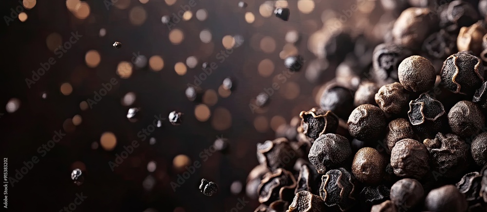 Poster black peppercorns. with copy space image. place for adding text or design