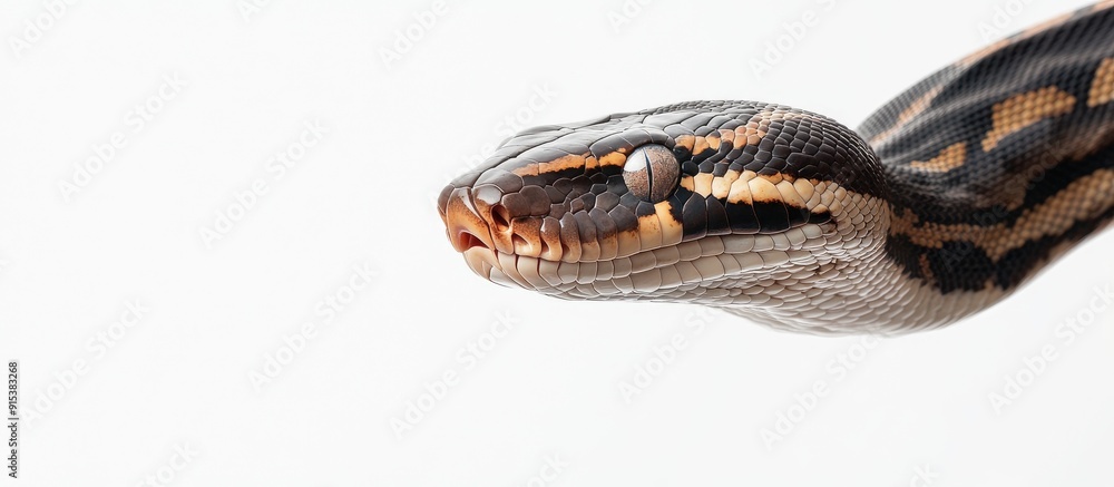 Aufkleber Reticulated Python Python reticulatus separated against a white background. with copy space image. Place for adding text or design