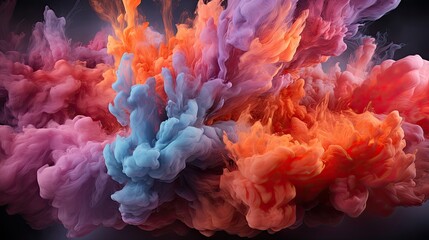 Fototapeta premium Color explosion Paint splash, Abstract wallpaper Neon Multicolor glow Fractal Digital art Fairy Futuristic Surreal texture 