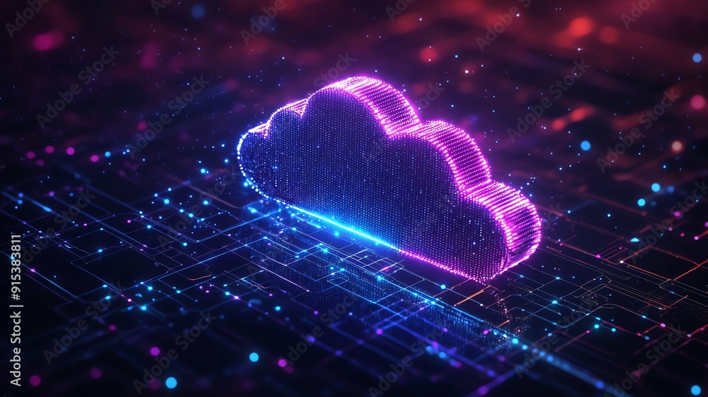 Aufkleber Cloud Computing Network Abstract.