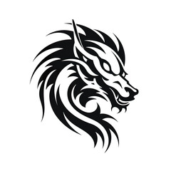 Fototapeta premium Black and White Tribal Wolf Head Design.
