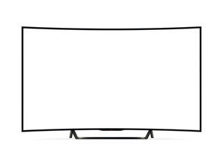 Obraz premium Modern curved TV with blank screen mockup