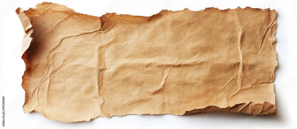 Poster Blank brown paper texture isolated on a white background an aged page for craft design. with copy space image. Place for adding text or design