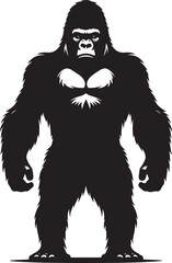Gorilla Silhouette isolated on white background Minimalist gorilla vector shape