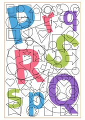 A printed sheet of a workbook with the letters of the alphabet.  Find and color it. Training for children. A sheet for printing.  Vector illustration. A sheet with answers, a hint.