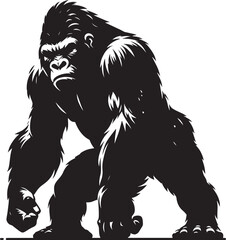 Gorilla Silhouette isolated on white background Minimalist gorilla vector shape