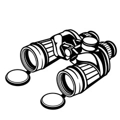 Binocular | Travel Surveillance | Optical Instrument | Telescope | Distance Viewing | Field Glasses | Glass Lens | Viewing Equipment | Original Illustration | Vector and Clipart | Cutfile and Stencil