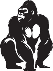 Gorilla Silhouette isolated on white background Minimalist gorilla vector shape