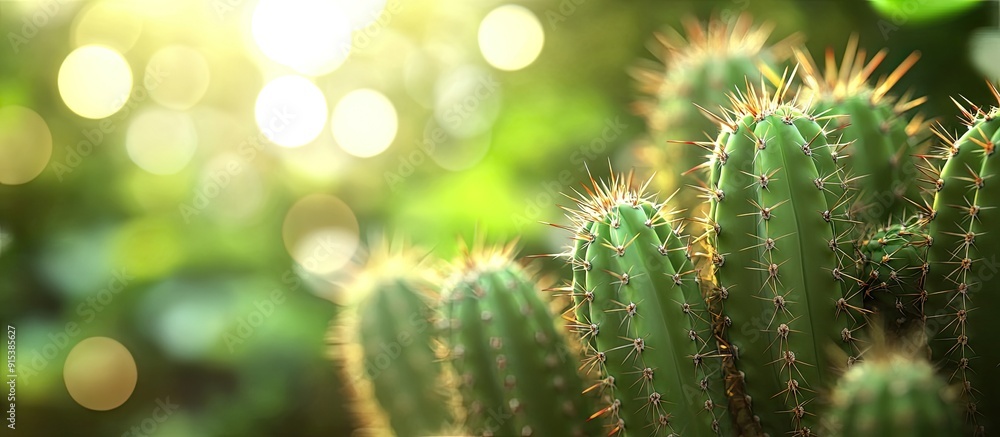 Aufkleber tropical cactus with a blurred background and ample copy space