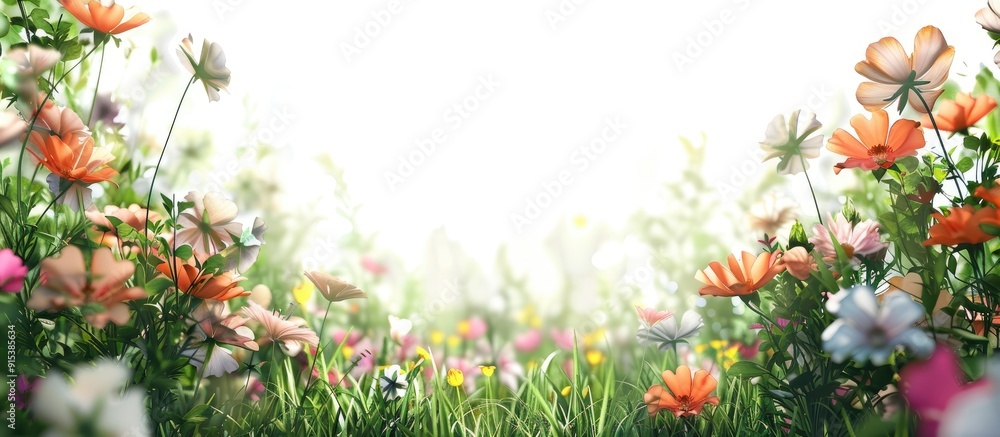 Poster spring flowers with copyspace on the left