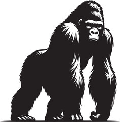 Gorilla Silhouette isolated on white background Minimalist gorilla vector shape