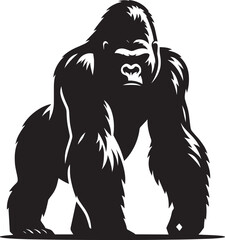Gorilla Silhouette isolated on white background Minimalist gorilla vector shape