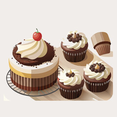 Dessert Cake slice or piece vector