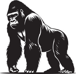 Gorilla Silhouette isolated on white background Minimalist gorilla vector shape
