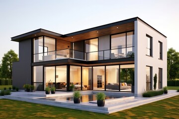 Fototapeta premium Modern luxury home with pool