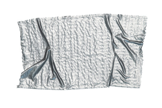 Gray vinyl scotch tape transparent. Torn horizontal silver grey sticky tape, adhesive piece