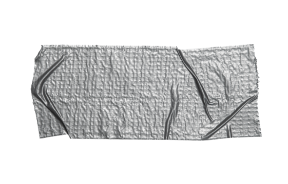 Piece Silver metallic vinyl scotch tape sticker transparent. Torn horizontal grey sticky adhesive piece