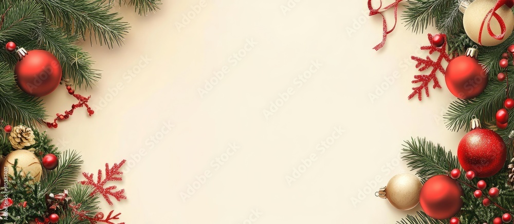 Aufkleber Christmas Retro Card border layout. with copy space image. Place for adding text or design