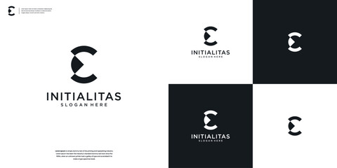 Logo C with arrow monogram letter logo design template.
