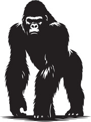 Gorilla Silhouette isolated on white background Minimalist gorilla vector shape