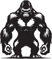 Gorilla Silhouette isolated on white background Minimalist gorilla vector shape