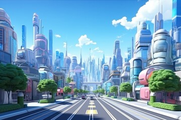 Naklejka premium City car architecture cityscape.