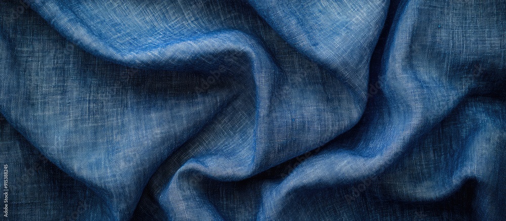 Aufkleber fabric texture close up of a blue cotton patterned background with copyspace for text decoration