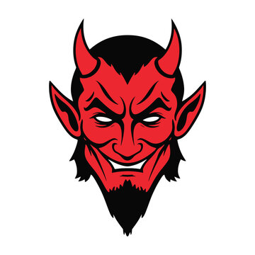 red devil head with horns and goatee mascot illustration
