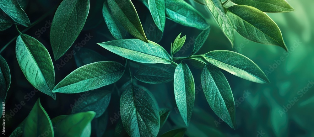 Poster green nature backdrop fresh leaf green leaves backdrop. with copy space image. place for adding text