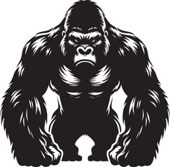 Obraz premium Gorilla Silhouette isolated on white background Minimalist gorilla vector shape