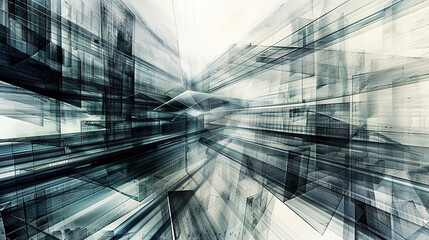 Obraz premium The Fascinating World of Abstract Architectural Drawings: A Blend of Creativity and Innovation. Showcasing Unconventional Designs and Inspiring Spatial Concepts.