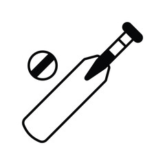 cricket  glyph icon with white background vector stock illustration