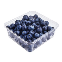 Blueberry, In a container suitable for that type of fruit, photograph, 4k, single object, isolated on white background.