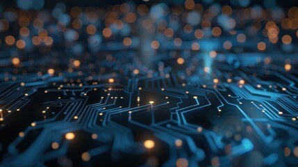 Obraz premium Circuit Board with Glowing Connections