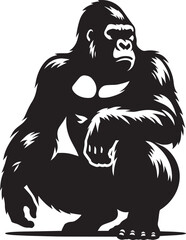 Gorilla Silhouette isolated on white background Minimalist gorilla vector shape