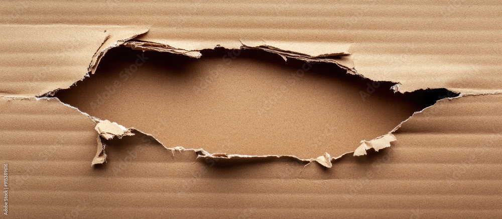 Aufkleber Close up view of torn cardboard Packaging and cardboard box. with copy space image. Place for adding text or design