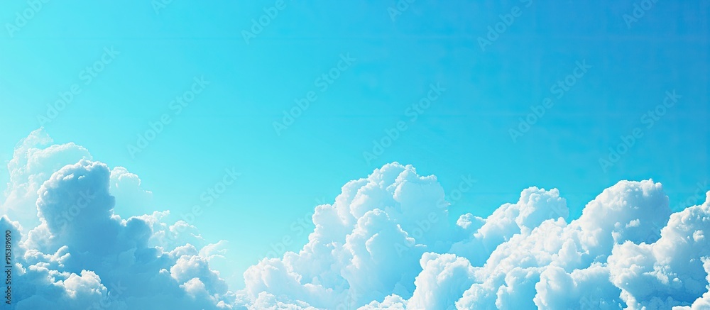 Poster Clear blue sky with clouds. with copy space image. Place for adding text or design