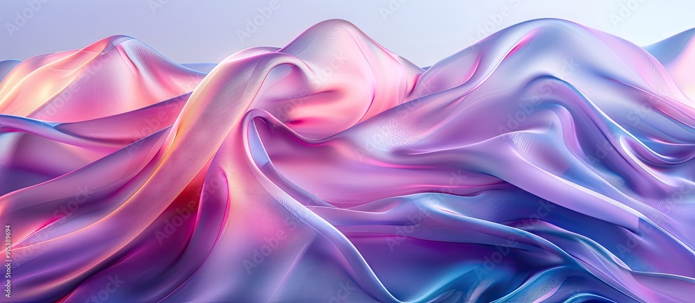 Wall mural abstract textured background of silk fabric waves with copy space