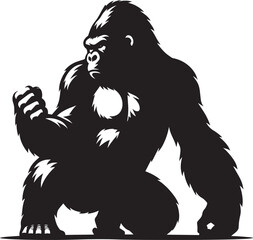 Gorilla Silhouette isolated on white background Minimalist gorilla vector shape