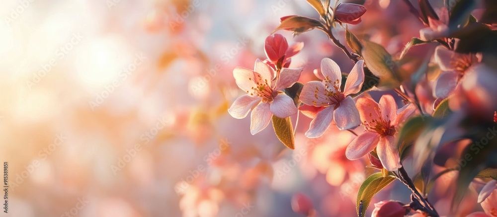 Poster lovely spring blooms. with copy space image. place for adding text or design