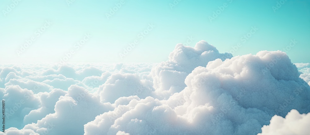Leinwandbilder aerial perspective of white cumulus clouds against a turquoise horizon. with copy space image. place