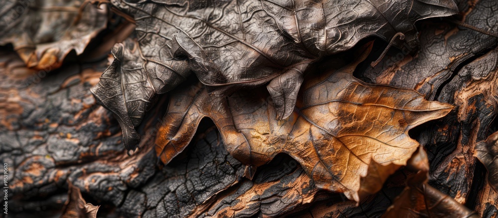 Aufkleber Close up of the fiber structure in dry leaves. with copy space image. Place for adding text or design