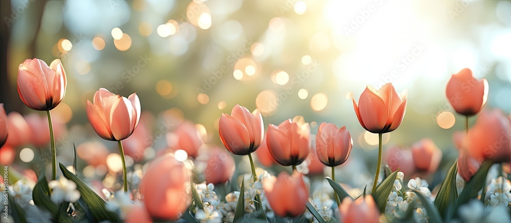 Aufkleber Spring flowers. with copy space image. Place for adding text or design