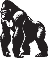 Gorilla Silhouette isolated on white background Minimalist gorilla vector shape