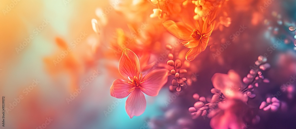 Leinwandbilder beautiful flowers created using abstract color filters. with copy space image. place for adding text