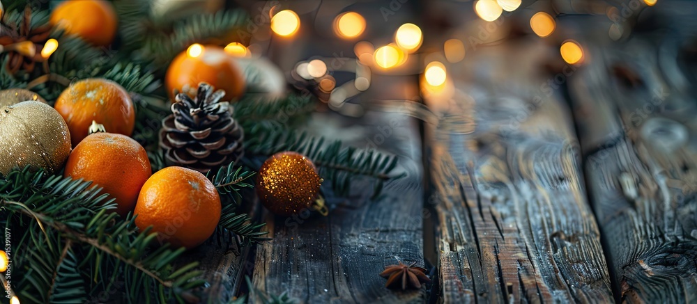 Poster merry christmas a vintage style christmas composition and background featuring christmas tree branch