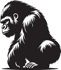 Gorilla Silhouette isolated on white background Minimalist gorilla vector shape